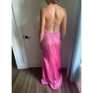 NWT Barbie Pink Formal Prom Homecoming Dress Size 10, Beaded, Open Back